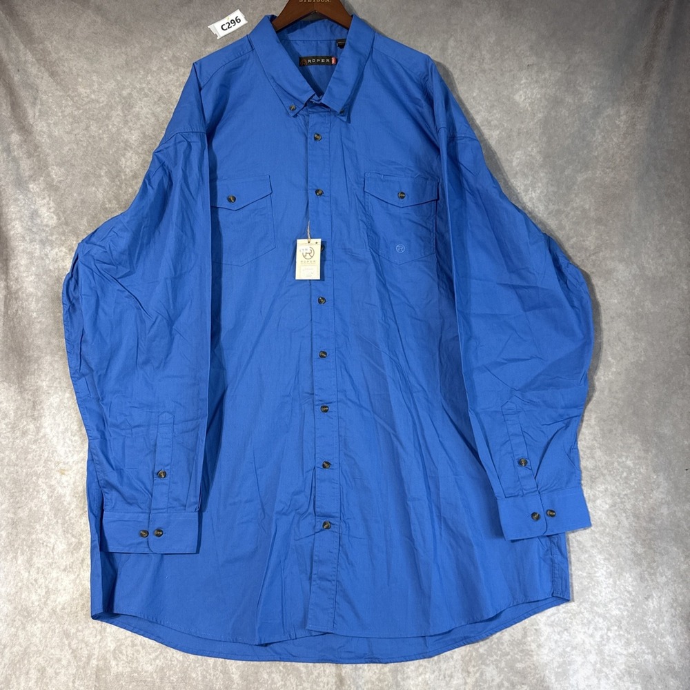 Roper Western Shirt Men's Size 5 Xl Long Sleeve Button Down Blue NWT
